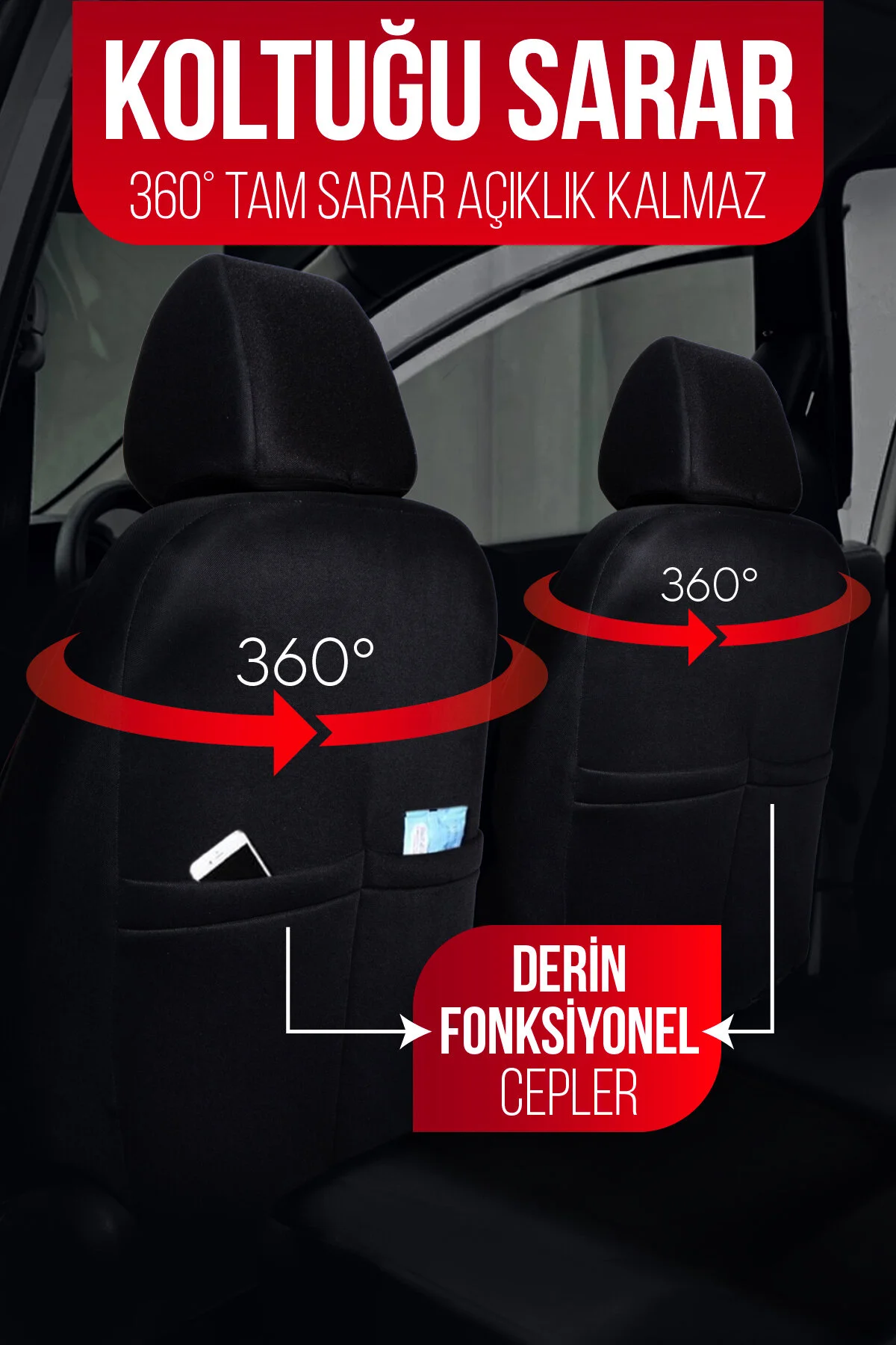 Ecoline Serisi Universal Oto Koltuk Kılıfı SİYAH