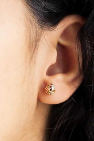 Üç Renk Çivili Spor Altın Küpe