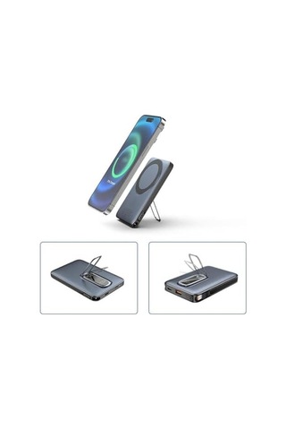 Magnetic Power Bank 10000 Mah Kablosuz Hızlı Şarj Magsafe Uyumlu Led Ekranlı, 22.5w Pd Qc Taşınabilir Şarj Cihazı, Standlı, Type-c Usb Powerbank Güç Kaynağı Derin Lacivert Diğer