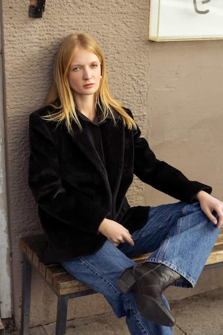 Premium Kalite Tay Tüyü Blazer Siyah