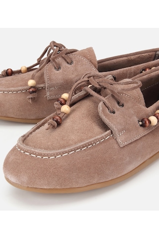Hotiç Kadın Süet Deri Vizon Boncuk Detaylı Günlük Loafer 01ayh320490a450 01ayh320490a450
