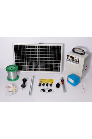 Elektrikli Çit 18a Lifepo Set-2 Domuz Ayı Kovucu 50 Watt Panel 500mt Galv. 100 Ad. Ağaç İzolatör