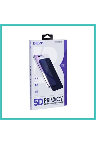 Ny Joy Apple iPhone Uyumlu 18 Pro Max Bilvis 5d Privacy Diamond Hayalet Cam Ekran Koruyucu - Siyah Nyjoybz