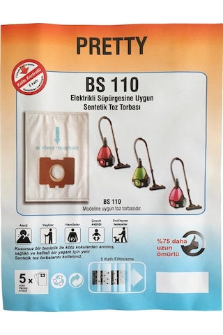 X-Bag Fakir Pretty Bs 110 Süpürge Toz Torbası 10 Adet Standart