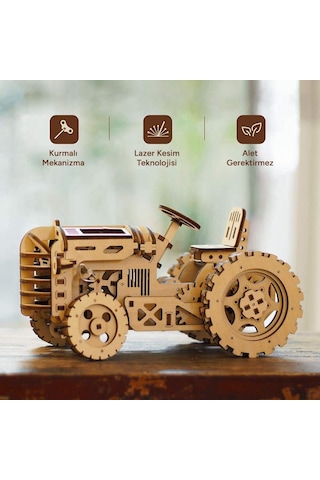 Rokr Lk401 Traktör Tractor Dıy Minyatür Maket Model Seti Ahşap 3d Wooden Puzzle 3d Model Kit Detaylı Dekoratif Hobi Seti Ahşap Maket