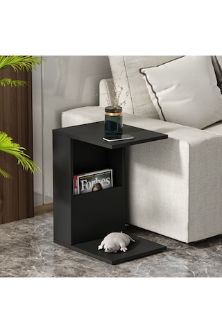 Bono Tekerlekli C Sehpa - Siyah Siyah