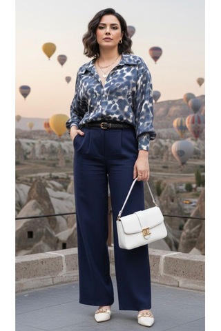 Leopar Desenli Oversize Kadın Gömlek Kahverengi