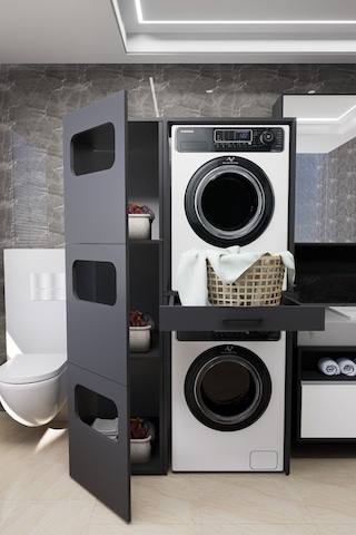 Washbox Banyo Kirli Sepetli Çamaşır Makinası Dolabı Ve Kurutm... Antrasit