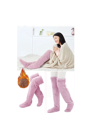 Sauna Suit Pembe Sock Peluş Uyku Çorabı Welsoft Diz Üstü Oda Çorabı Ayak Isıtıcı Uzun Gonç Çorap Pembe
