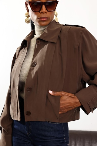 Kahverengi Piliseli Bomber Ceket Kahverengi