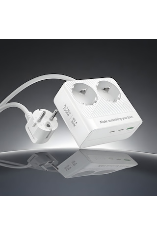 2500w 2 Li Akım Korumalı Priz + 30w Pd Type-c Hızlı Şarj 2 Ac + 3 Usb Çoklu Masaüstü Şarj İstasyonu 2