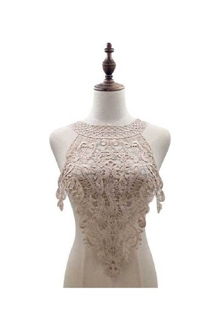 Açık Kahverengi İşlemeli Dantel Yaka Çiçek Üç Boyutlu İçi Boş Sahte Yaka Dıy Giyim Aksesuarları