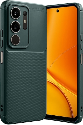 Vivo Y29 4g Uyumlu Kılıf Karbon Tasarım Kamera Korumalı Silikon Telefon Kılıfı Kapak Koyu Yeşil