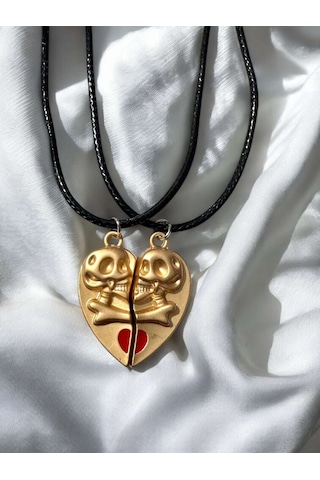 Gold Kuru Kafa Kalp Iki Adet Mıknatıslı Çift Kalp Sevgili Metal K Çok Renkli