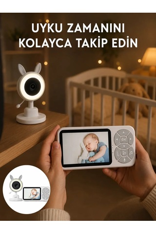 Lcd Ekranlı Bebek İzleme Kamerası Ninnili Gece Görüşlü Güvenlik Sistemi Yeni Nesil Beyaz