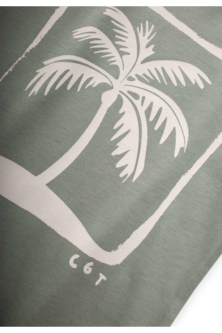 Cigit Palmiye Baskılı T-shırt 2-8 Yaş Yeşil Yeşil