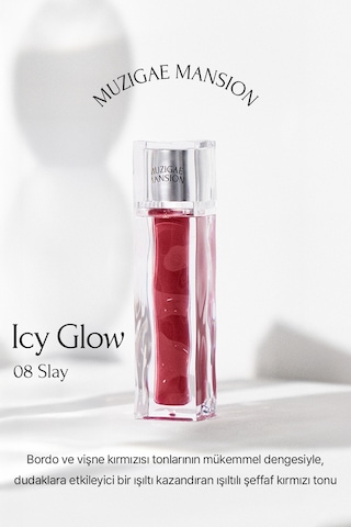 Uzun Süre Parlak Görünüm Sunan Lip Gloss Muzıgae Mansıon Icy Glow 08 Slay 08 Slay