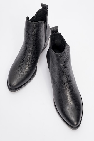 Luvishoes Luvi Shoes Dovena Siyah Floter Hakiki Deri Lastikli Kadın Topuklu Bot Siyah Floter