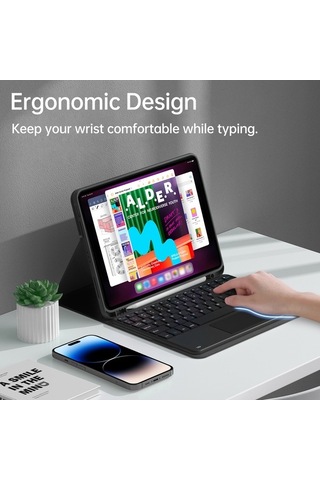 Dancemonkey Bluetooth Klavye - İpad 10.9 2022 Uyumlu, Konforlu Pu Deri Kılıf, 60 Saat Pil Ömrü