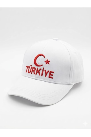 Benitto Kids Kitti 9-15 Yaş Ay Yıldız Ve Türkiye Nakışlı Çocuk Kep Şapka Beyaz