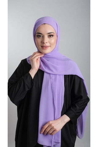 Mor Pratik Hazır Geçmeli Şal Şifon Boru Boneli 3001_46