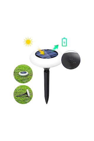 Güneş Enerjili Yuvarlak Saplamalı Rgb Çok Renkli Bahçe Aydınlatma