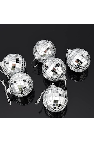 Disco Topu Aynalı Gümüş 6 Cm 6 Lı