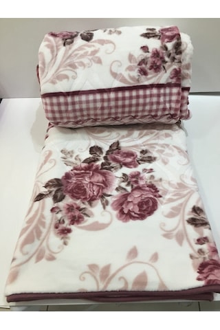 Sarar Gül Modern Desen Çift Kişilik Battaniye 4 Kg Yıkanabilir Peluş Kalın Battaniye Pembe
