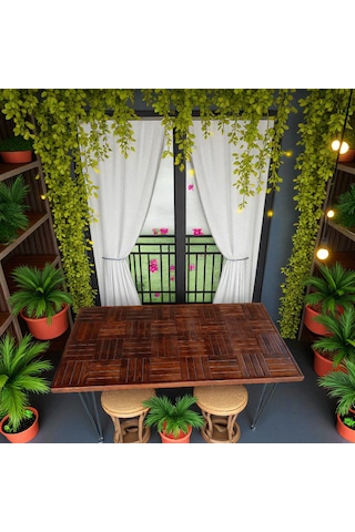 Ahşap Ceviz Renk Balkon Bahçe Masası Çay Kahve Mutfak Yemek Masa