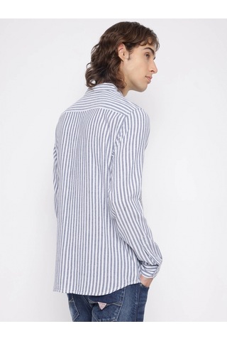 Guess Parker Erkek Mavi Keten Karışımlı Gömlek M5yh16whc20-f7ıx Mavi