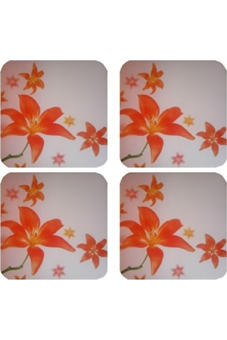 Ahşap Bardak Altlığı 4 Adet Çiçek Desen 29x9cm Çok Renkli