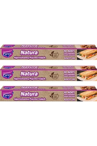 Parex Natura Ağartılmamış Hazır Kesim Pişirme Kağıdı 3 x 10’lu