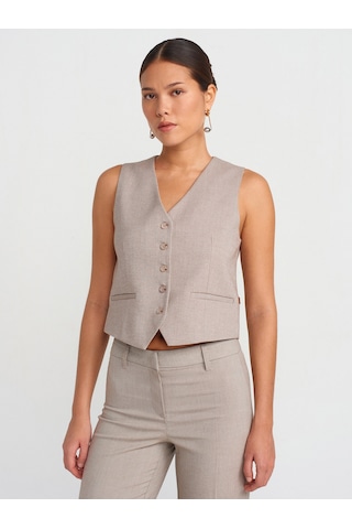 Dilvin 60564 Kayışlı Yelek Camel CAMEL
