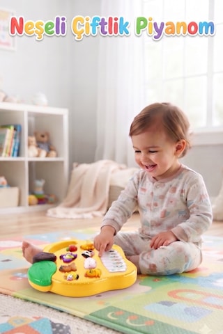 Neşeli Çiftlik Piyanom: Eğitici Ses Ve Müzikli Hayvanları Tanıyalım Ve Müzik Yapalım Sarı