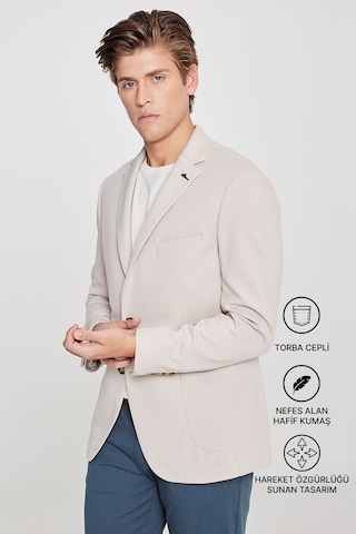 AC&Co / Altınyıldız Classics Erkek Bej Slim Fit Dar Kesim Mono Yaka Casual Ceket