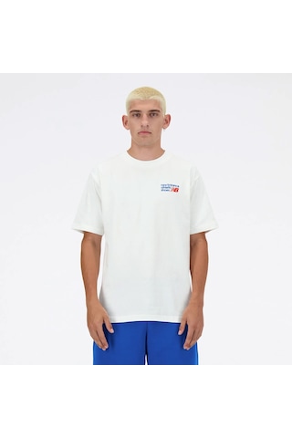 New Balance Erkek Beyaz Tişört Mnt3434