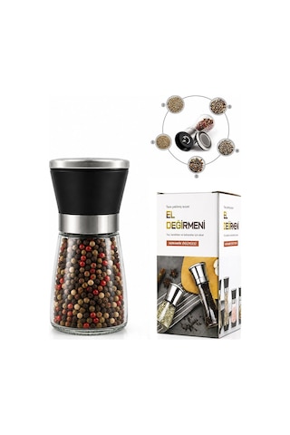 İbico İ22-410 Hand Grinder Tuz Ve Baharat Öğütücü - Küçük Boy Cam Hazneli Krom Belli