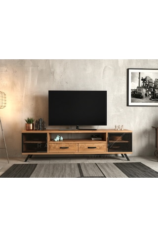Raweyn Style Doğal Ahşap Tv Ünitesi - 230cm Açık Ceviz