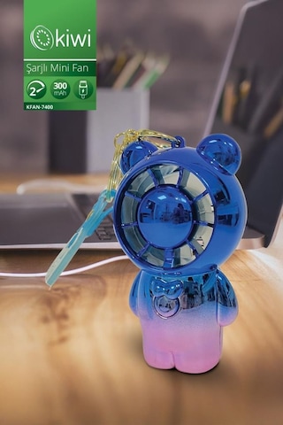 Kiwi Kfan-7400 Şarjlı Portatif Taşınabilir Ultra Sessiz Mini Fan Mavi Kiwi Kfan-7400 Şarjlı Portatif Taşınabilir Ultra Sessiz Mini Fan Mavi