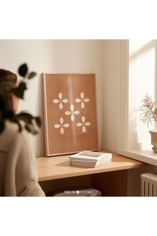 Yanık Turuncu Soyut Minimalist Terakota Duvar Sanatı, Daire Dekorasyonu İçin Büyük Modern Poster