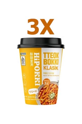Hipokki Acı ve Tatlı Soslu Kore Tteokbokki Pirinç Keki 3 x 120 G
