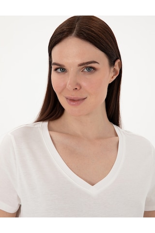 Pierre Cardin Kadın Beyaz Tişört Basic 50305749-vr013 Beyaz