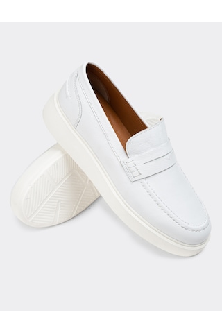 Deery Hakiki Deri Beyaz Erkek Loafer Ayakkabı - 01964mbyze01 Beyaz