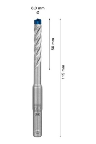Kırıcı Delici Delme Ucu 8 Mm X 50 Mm X 115 Mm Uzun Süreli Kullanım