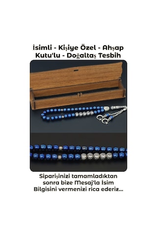 Tesbih Sakarya Kişiye Özel Isimli - Mavi Hematit - Doğal Taş Tesbih Mavi