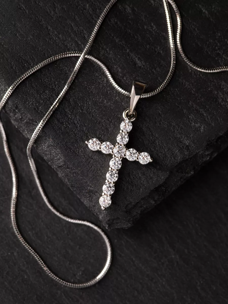 Xuping Kadınlar İçin Haçlı Boyun Zinciri, Medikal Alaşım 178086202 Gri