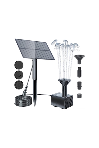 Folinda Kara Renk Güneş Enerjili Fontayna, 1.5w Toprak Somunu, 4 Farklı Sprinkler Modu, Bahçe Ve Çay Bahçesi İçin Dış Mekan Su Sahnesi