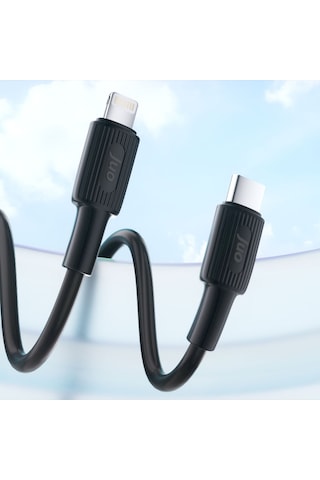 Juo JCBS272-B 27w Usb Type-c To Lightning Apple Uyumlu iPhone - iPak Silikon Hızlı Şarj Ve Data Kablosu Siyah 2 Metre