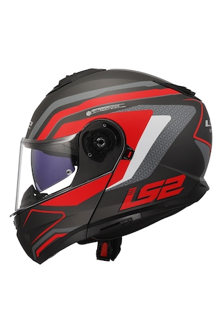 Ls2 Strobe 2 Phantom Çene Açılır Motosiklet Kaskı Gri - Kırmızı - Titanyum