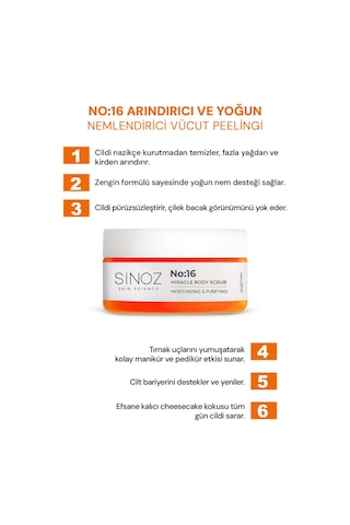 Sinoz No:16 Yoğun Nemlendirici ve Besleyici Vücut Peeling 300 G